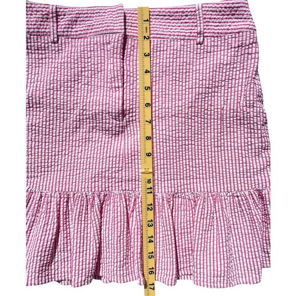 Sam TY Seersucker Ruffle Hem Pink White Stripped Skirt - Size 8 - Picture 8 of 9